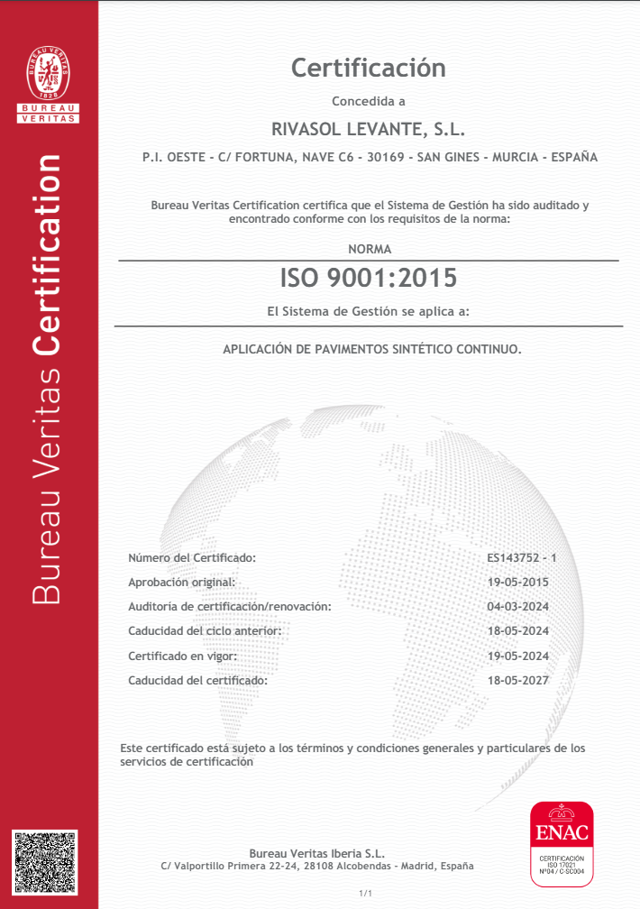 Certificado Rivasol 2024 - ISO 9001:2015